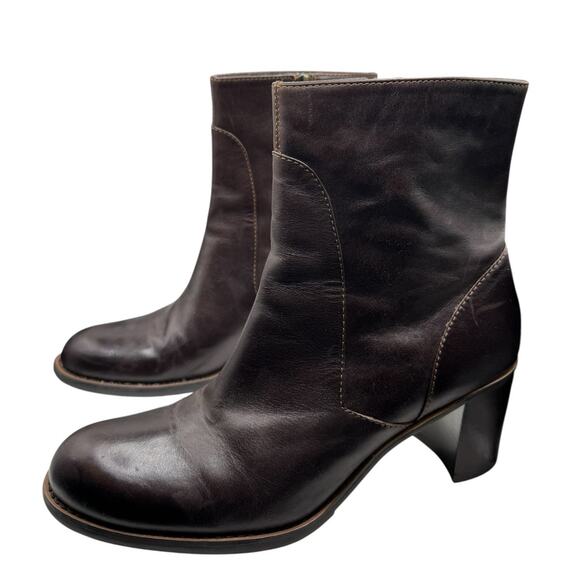 Y2K‎ Liz Claiborne Brown Chunky 90s Leather Boots Size 8 - Picture 2 of 7